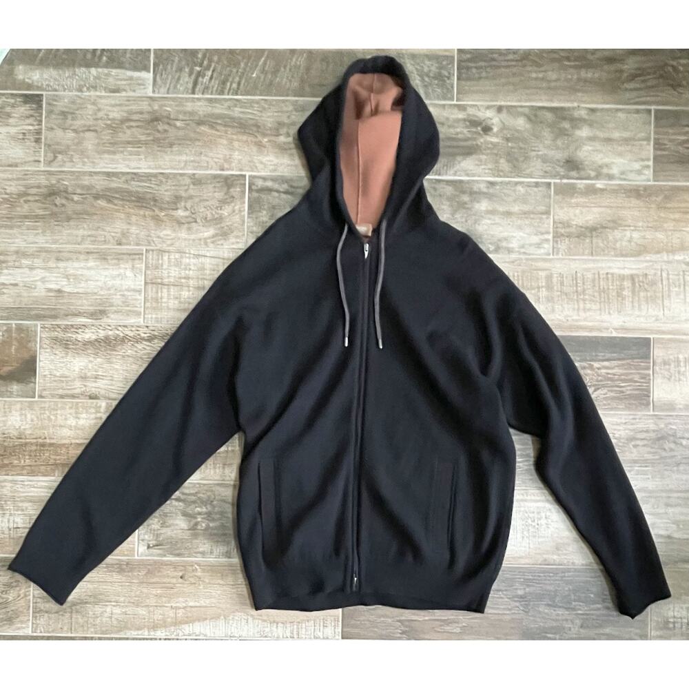 $3,295 NWT Agnona Cashmere Black Full Zip Hoodie Sweatshirt Jacket Size 56/2XL